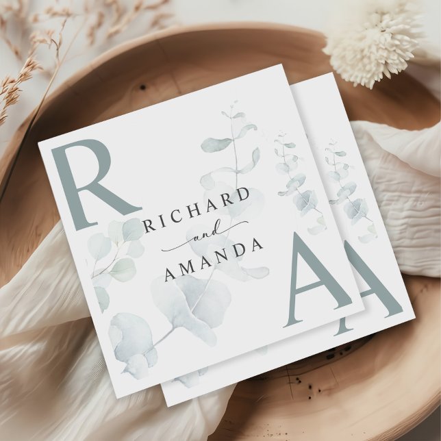 Moderne Elegante Grüne Minimalistische Hochzeit Serviette (Von Creator hochgeladen)