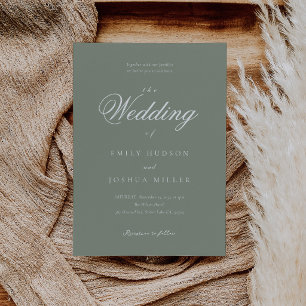 Moderne elegante grüne Salbei-Hochzeit Einladung