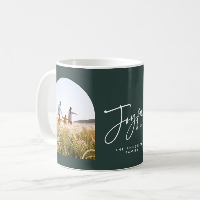 Moderne elegante grüne Typografie froh Weihnachten Kaffeetasse (Vorderseite Links)