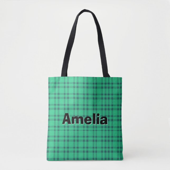 Moderne elegante grüne Überprüfung Tasche (Vorderseite)