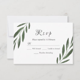 Moderne elegante grüne Wasserfarben Leaf Wedding R RSVP Karte