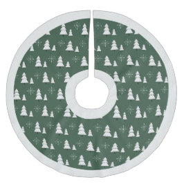 Moderne elegante grüne Weihnachtsbäume und Schneef Polyester Weihnachtsbaumdecke