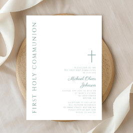 Moderne elegante Grünkreuz Erste Heilige Kommune Einladung
