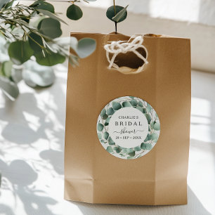 Moderne elegante Grünpflanzen-Brautparty Runder Aufkleber