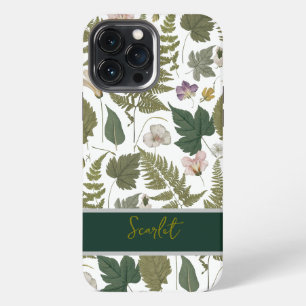 Moderne elegante Grüntöne Frühlingsblätter und Blu iPhone 13 Pro Max Hülle