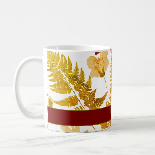 Moderne, elegante Halloween-Blätter & Blume Kaffeetasse (Links)