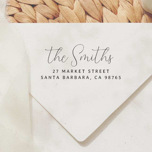 Moderne elegante handgeschriebene Rücksendeadresse Gummistempel (Von Creator hochgeladen)