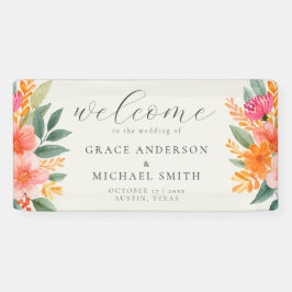 Moderne elegante, helle Blumenhochzeit Willkommen Banner