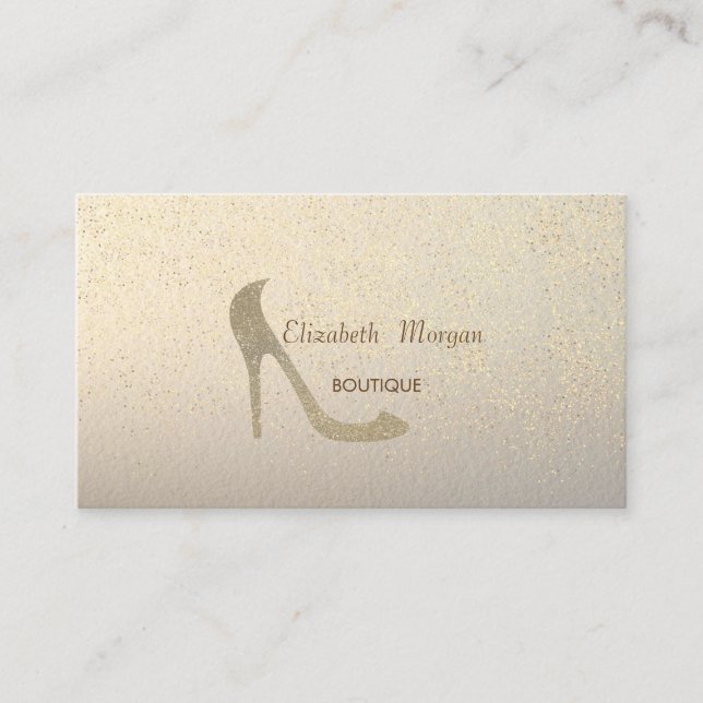 Moderne Elegante High Heel, Gold Confetti Visitenkarte (Vorderseite)
