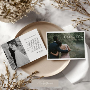 Moderne elegante Hochzeit 2 Fotos Danksagungskarte Dankeskarte