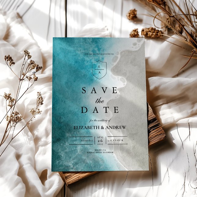 Moderne elegante Hochzeit am tropischen Strand Save The Date (Von Creator hochgeladen)