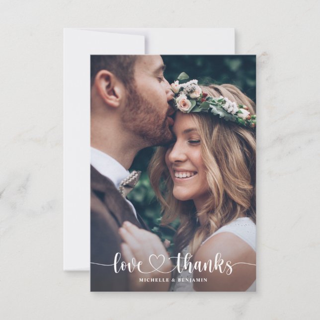Moderne Elegante Hochzeit Danke Foto Card (Vorderseite)