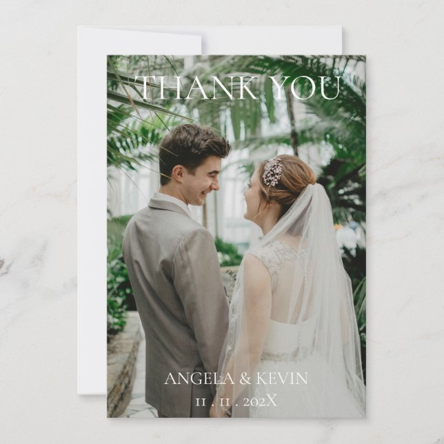 Moderne, elegante Hochzeit Dankeschön-Karte Einladung (Vorderseite)