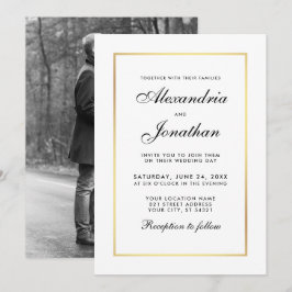 Moderne Elegante Hochzeit Einladung - Schwarz-weiß