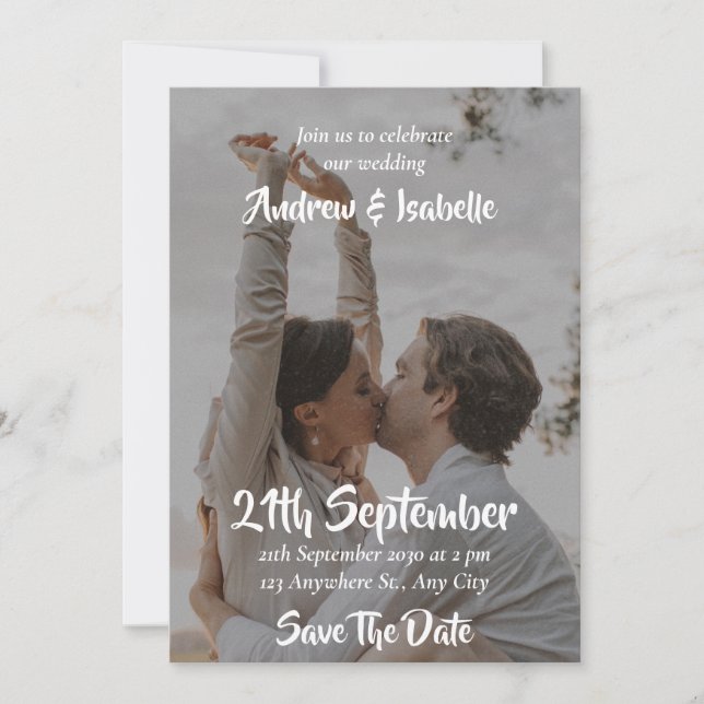 Moderne Elegante Hochzeit für einen Urlaub Save The Date (Vorderseite)