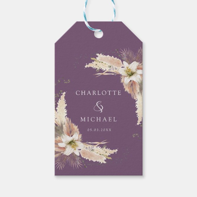 Moderne, elegante Hochzeit  Geschenkanhänger (Vorderseite)