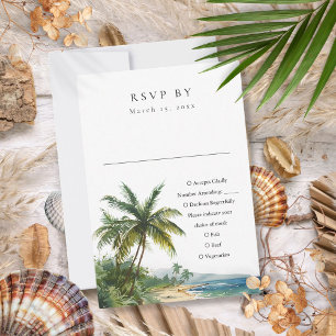Moderne elegante Hochzeit im tropischen Wasser RSVP Karte