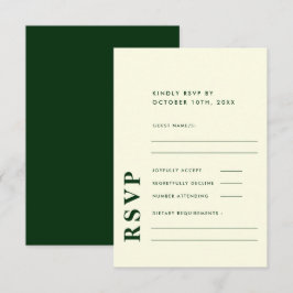 Moderne Elegante Hochzeit in Elfenbein & Green RSVP Karte