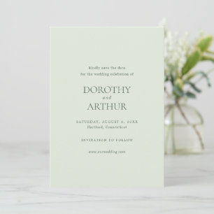 Moderne elegante Hochzeit in Salbeigrün Save The Date