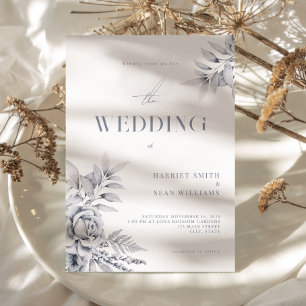 Moderne, elegante Hochzeit mit Flora Einladung