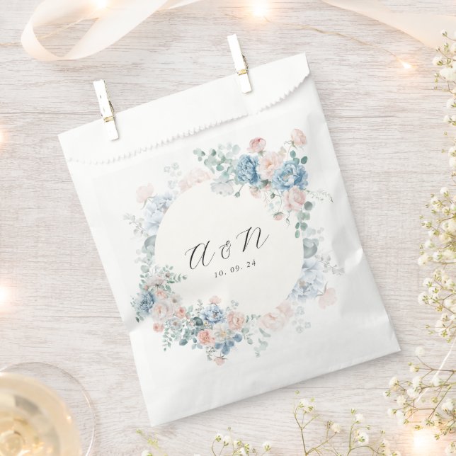 Moderne elegante Hochzeit mit floralen Monogrammen Geschenktütchen (Ausgeschnitten)