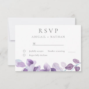 Moderne elegante Hochzeit mit Lila Wasser RSVP Karte
