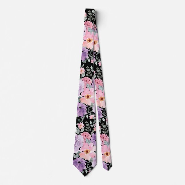 Moderne elegante Hochzeit mit schwarzer Flora Krawatte (Vorderseite)