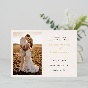 Moderne elegante Hochzeit - Save-the-Date mit Foto Folieneinladung