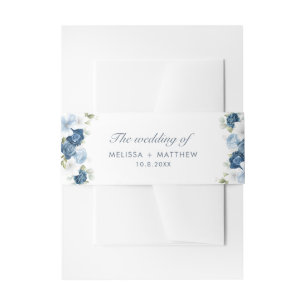 Moderne elegante Hochzeit von Blauer Flora Einladungsbanderole