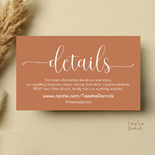 Moderne elegante Hochzeitsdetails und Website Begleitkarte