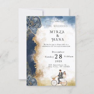 Moderne elegante Hochzeitseinladung | Luxus Gold F Einladung