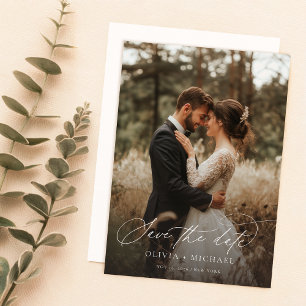 Moderne elegante Hochzeitsfoto-Skript Save The Date