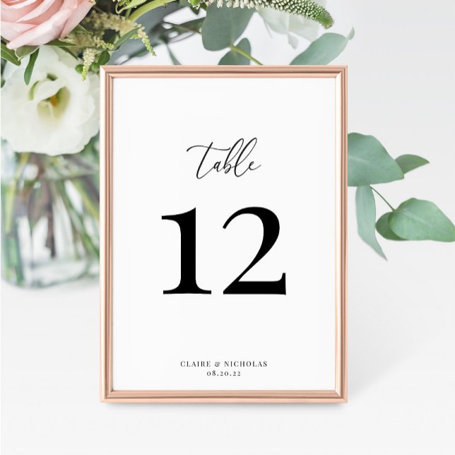 Moderne elegante Hochzeitskarte für die Tischnumme Tischnummer (Von Creator hochgeladen)