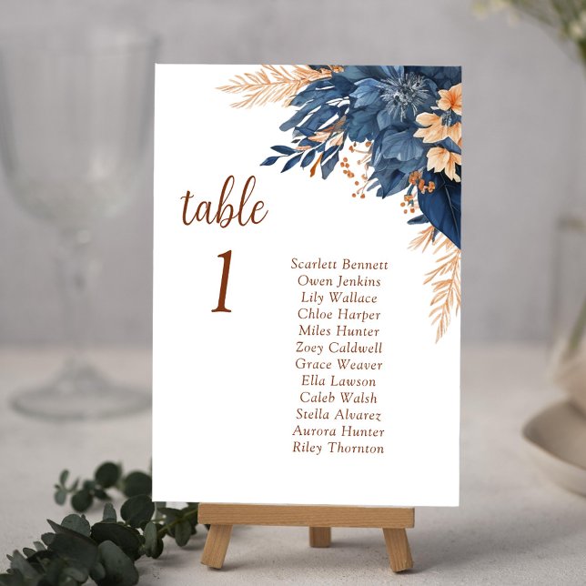 Moderne, elegante Hochzeitskarten mit Blumenmuster Einladung (Modern Floral Elegant Wedding Seating Chart Cards)