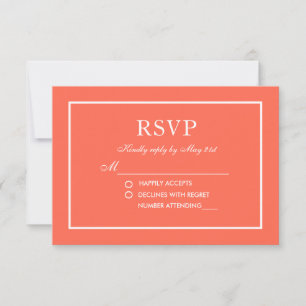 Moderne, elegante Hochzeitskoralle und weiße UAWG RSVP Karte