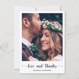 Moderne, elegante Hochzeitstil-Liebe und dank Foto Dankeskarte