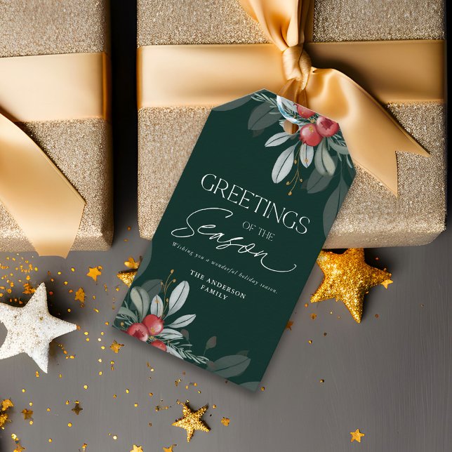 Moderne Elegante Holiday Greenerie Weihnachten Geschenkanhänger (Von Creator hochgeladen)