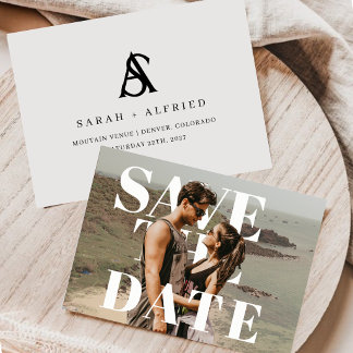 Moderne elegante horizontale Schrift Hochzeitsfoto Save The Date