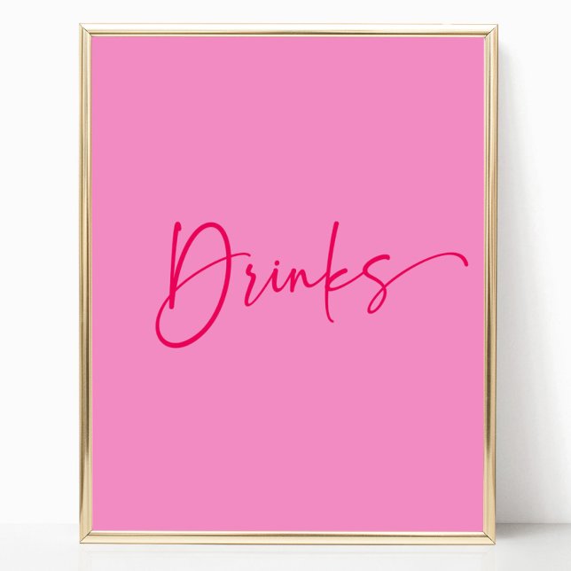 Moderne Elegante Hot Pink Drinks Party Signatur Poster (Von Creator hochgeladen)