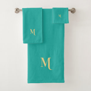 Moderne elegante Imitat Gold Monogram Erstklassig Badhandtuch Set