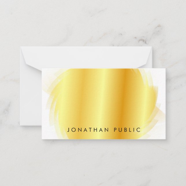 Moderne, elegante Imitat Gold typisierte Monogramm Mitteilungskarte (Vorderseite)