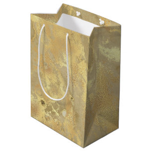 Moderne elegante Imitate Gold Aquarellmarble Muste Mittlere Geschenktüte