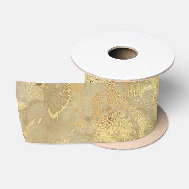 Moderne elegante Imitate Gold Aquarellmarble Muste Satinband (Spule)