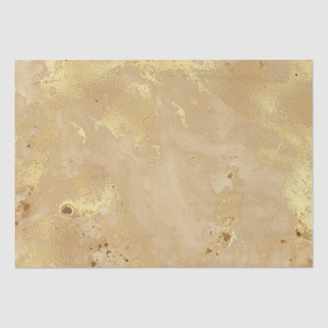 Moderne elegante Imitate Gold Aquarellmarble Muste Seidenpapier (Vorderseite)