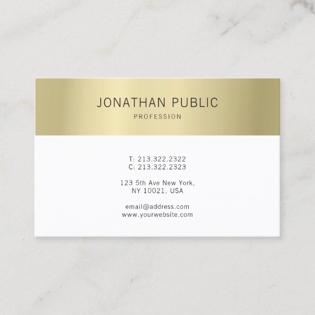 Moderne Elegante Imitate Gold Minimalistisch Beruf Visitenkarte (Vorderseite)