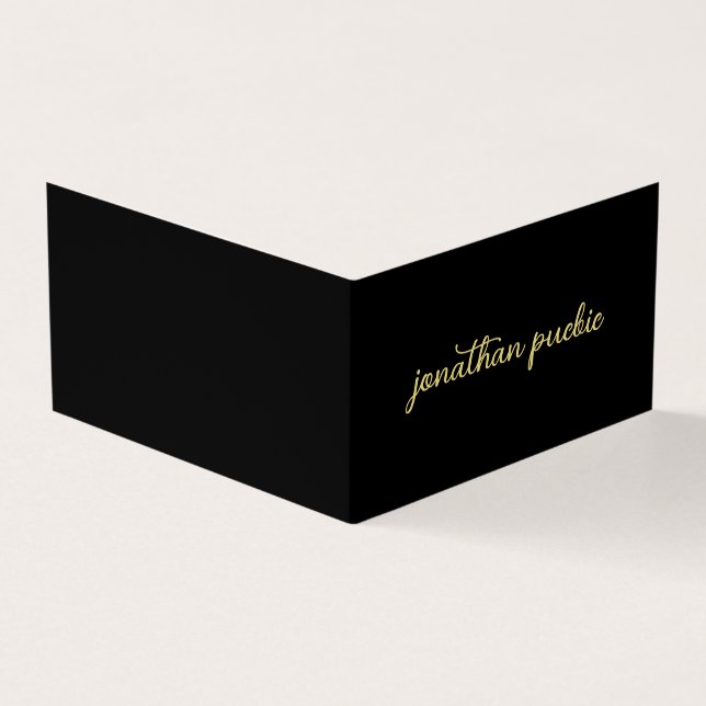 Moderne elegante Imitate Gold-Script-Schwarz gekla Visitenkarten (Vorderseite)