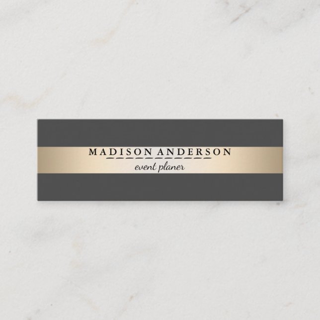 Moderne Elegante Imitate Goldene Foil gestreift Mi Mini Visitenkarte (Vorderseite)