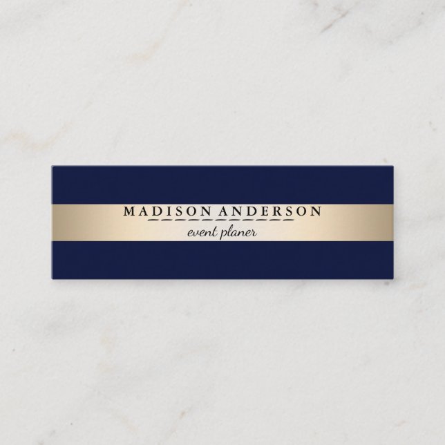 Moderne Elegante Imitate Goldene Foil gestreift Mini Visitenkarte (Vorderseite)
