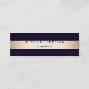 Moderne Elegante Imitate Goldene Foil gestreift Mini Visitenkarte