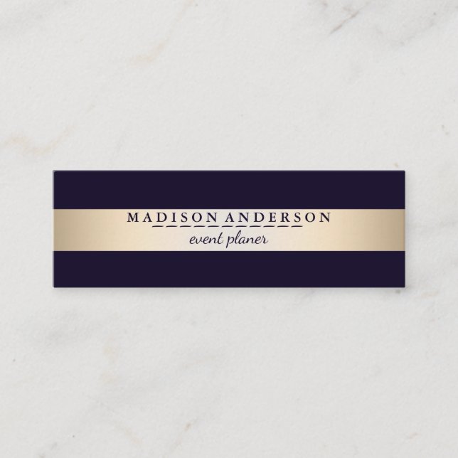 Moderne Elegante Imitate Goldene Foil gestreift Mini Visitenkarte (Vorderseite)